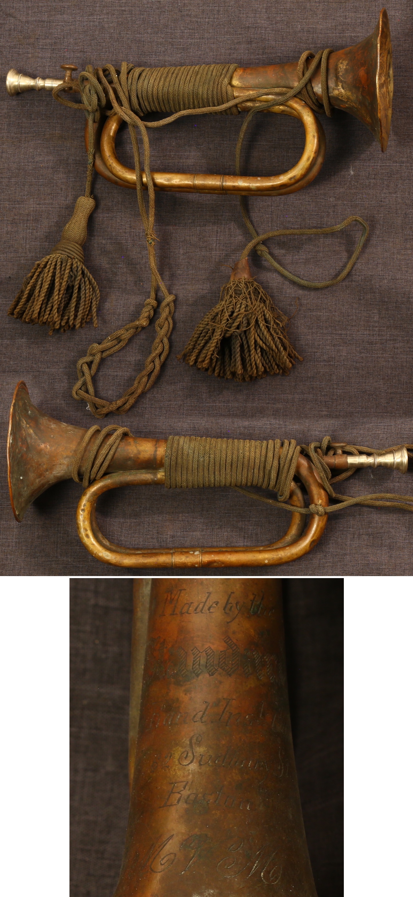 C1880-1900 bugle with tassels by the Standard Band Instrument Co ...